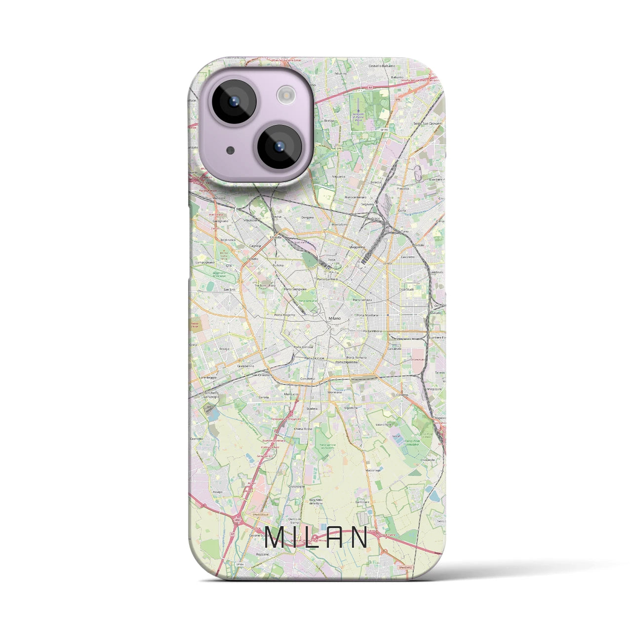 【ミラノ】地図柄iPhoneケース（バックカバータイプ・ナチュラル）iPhone 14 用