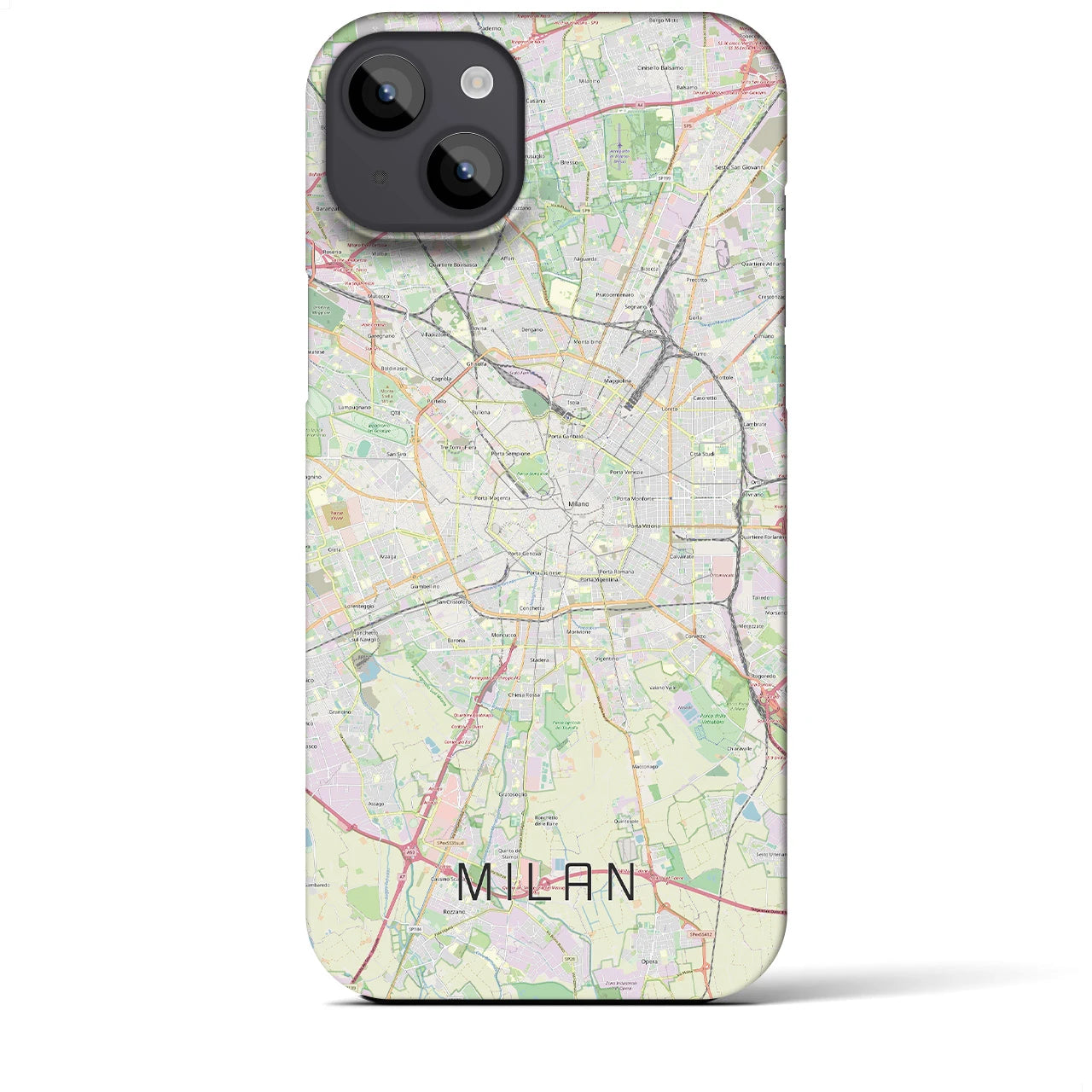 【ミラノ】地図柄iPhoneケース（バックカバータイプ・ナチュラル）iPhone 14 Plus 用