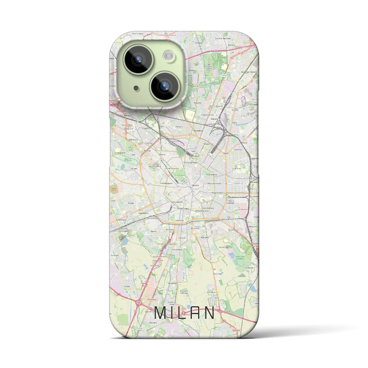 【ミラノ】地図柄iPhoneケース（バックカバータイプ・ナチュラル）iPhone 15 用
