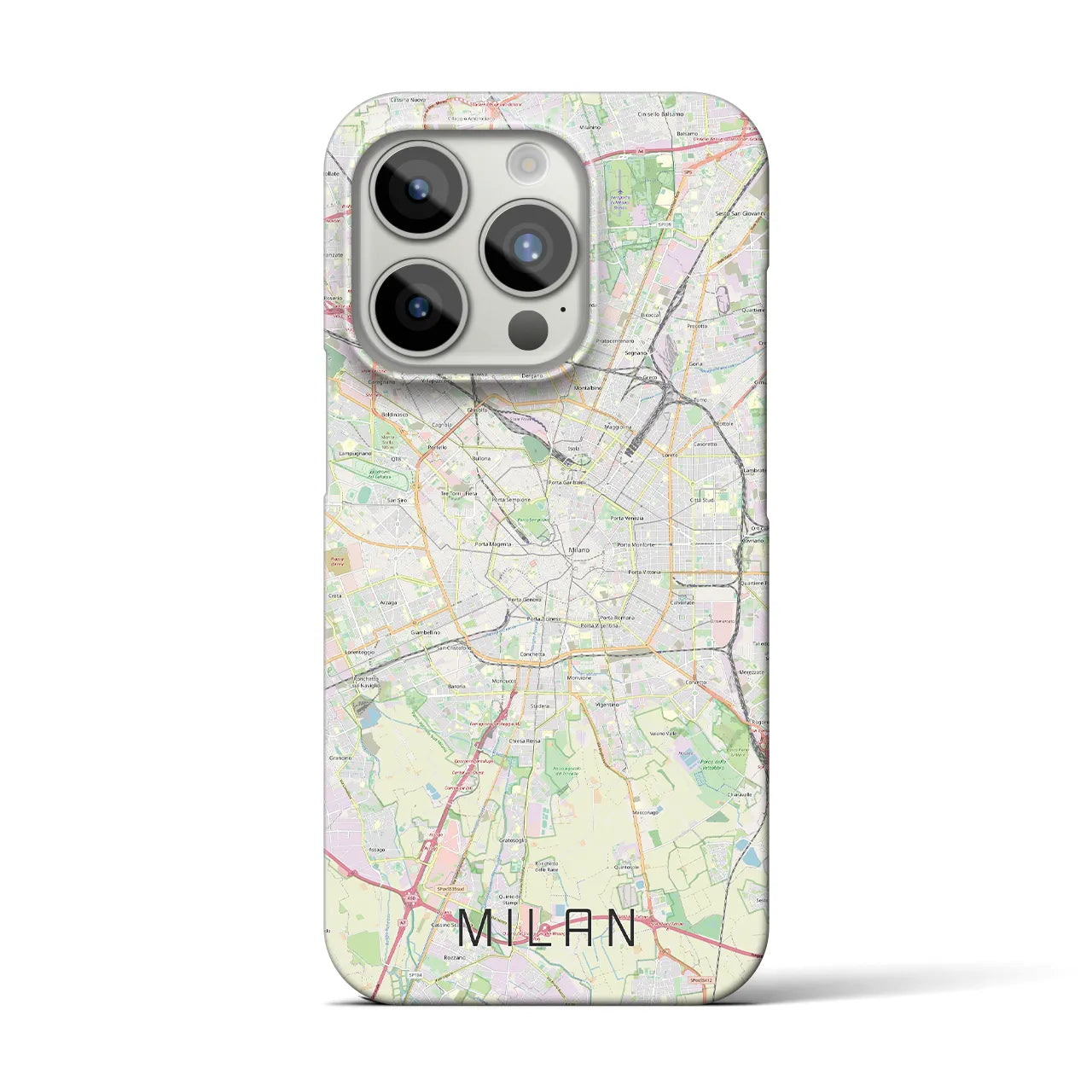 【ミラノ】地図柄iPhoneケース（バックカバータイプ・ナチュラル）iPhone 15 Pro 用