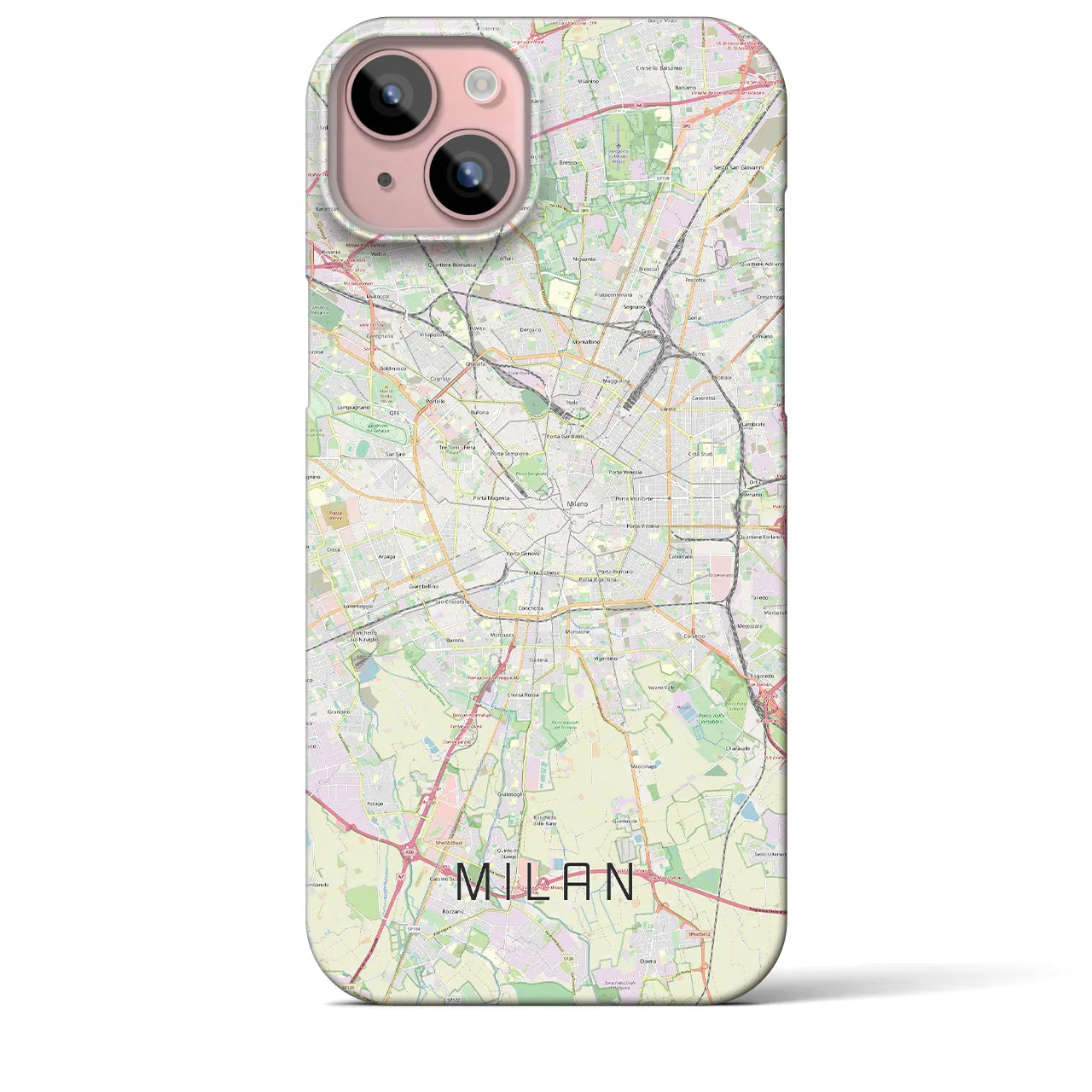 【ミラノ】地図柄iPhoneケース（バックカバータイプ・ナチュラル）iPhone 15 Plus 用