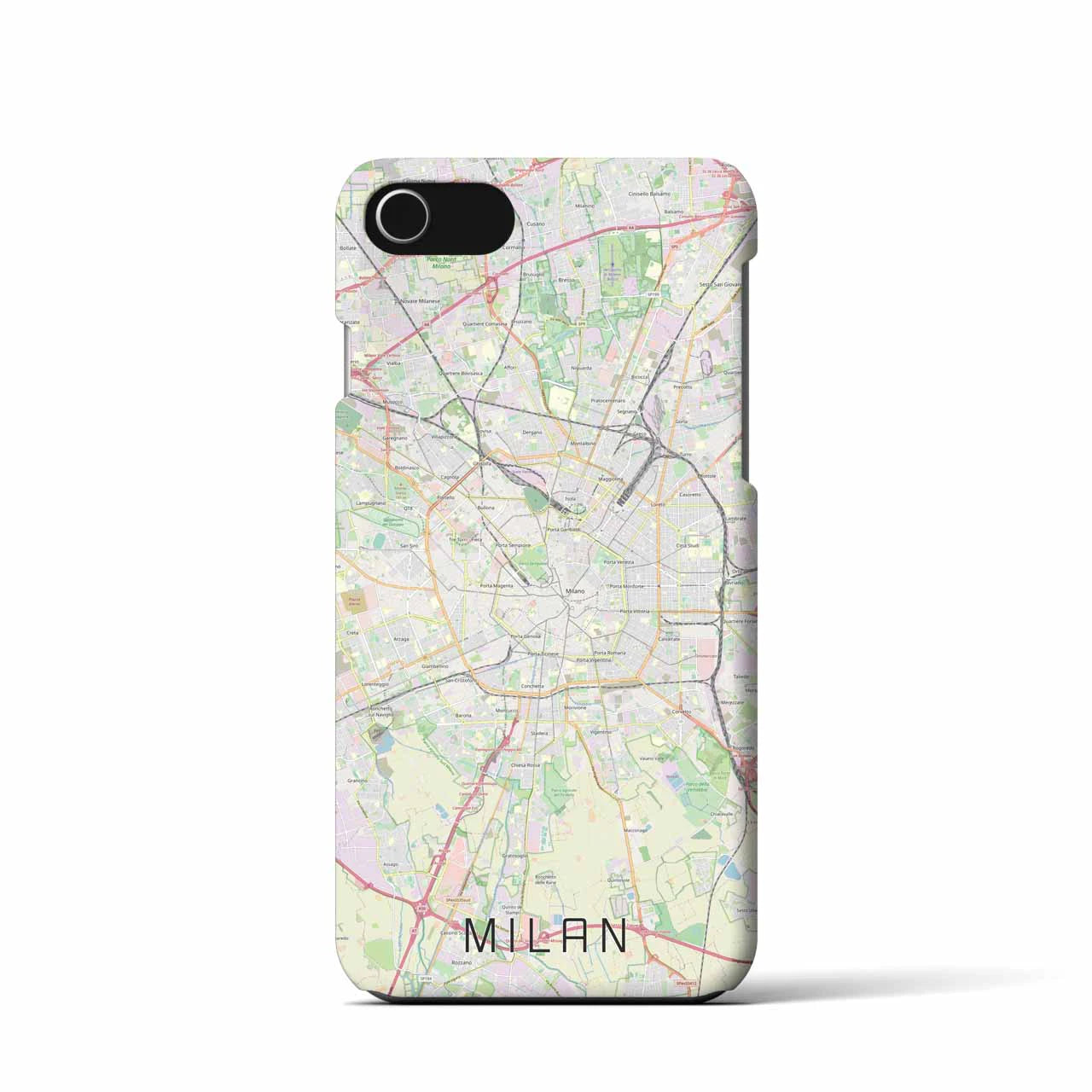 【ミラノ】地図柄iPhoneケース（バックカバータイプ・ナチュラル）iPhone SE（第3 / 第2世代） / 8 / 7 / 6s / 6 用
