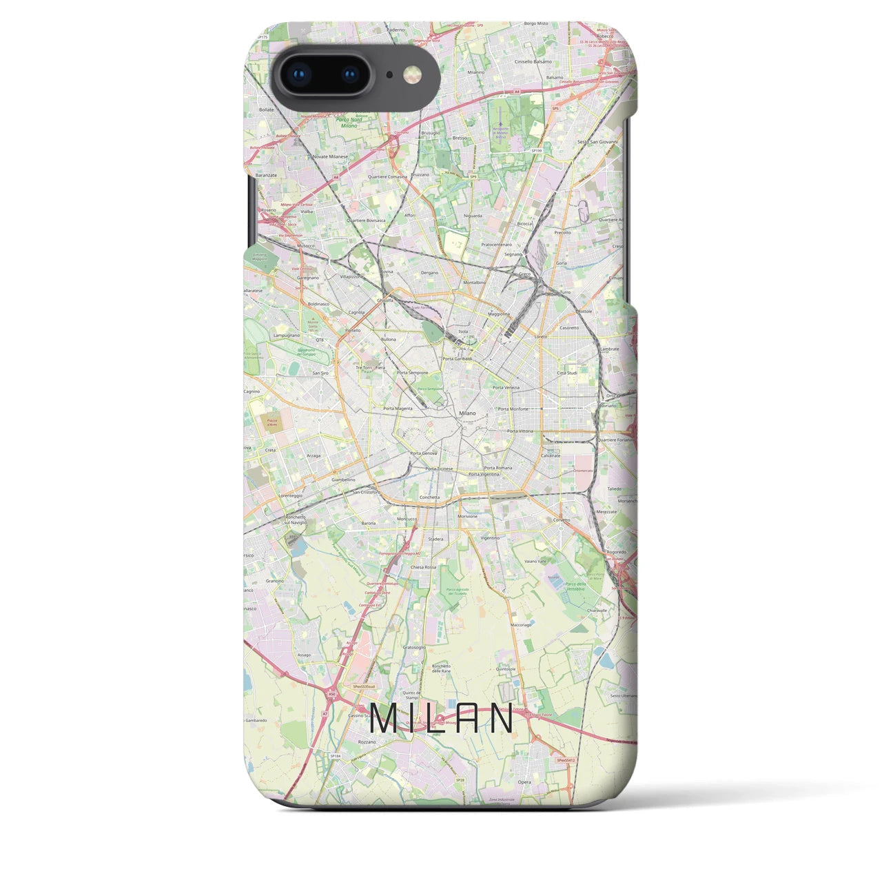 【ミラノ】地図柄iPhoneケース（バックカバータイプ・ナチュラル）iPhone 8Plus /7Plus / 6sPlus / 6Plus 用