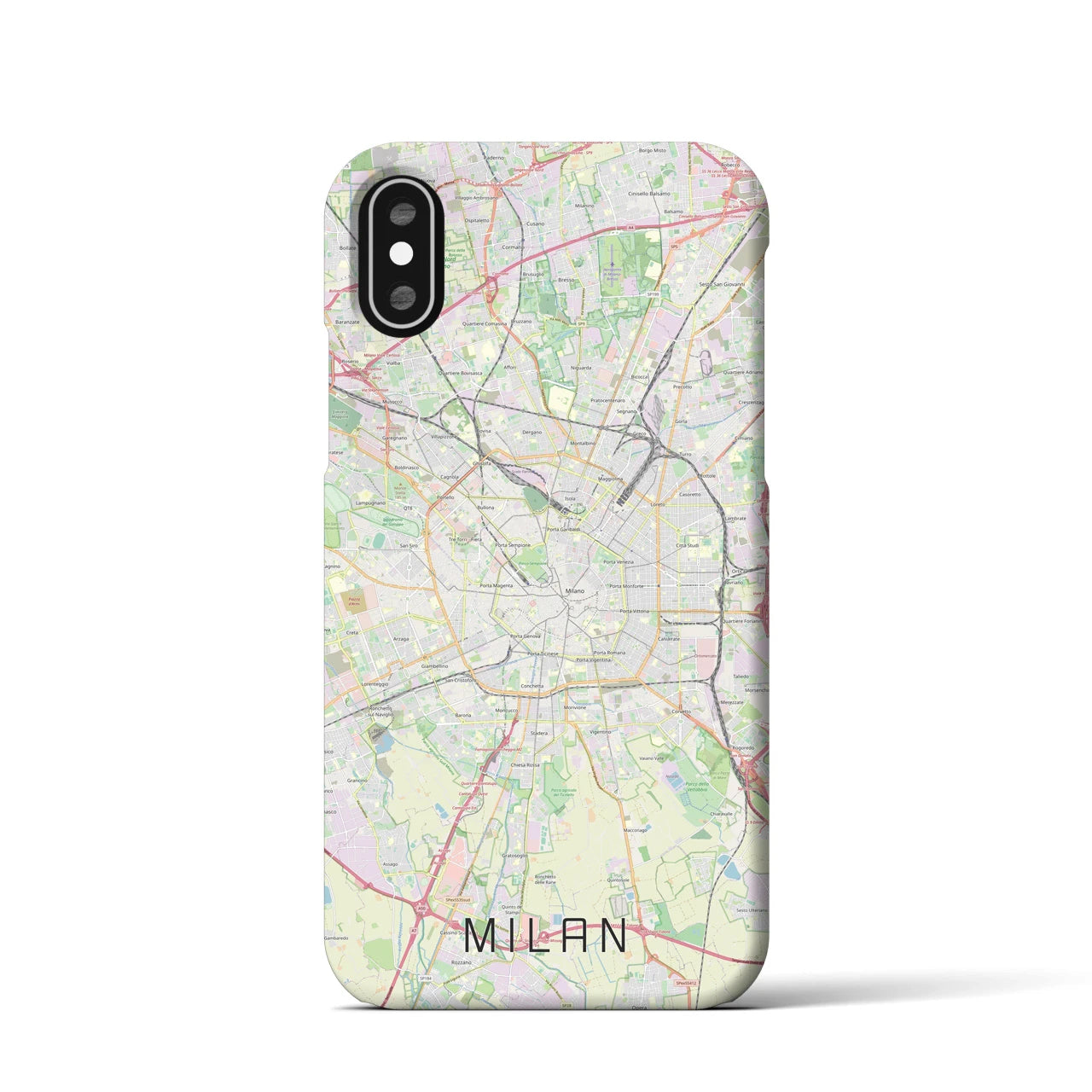 【ミラノ】地図柄iPhoneケース（バックカバータイプ・ナチュラル）iPhone XS / X 用