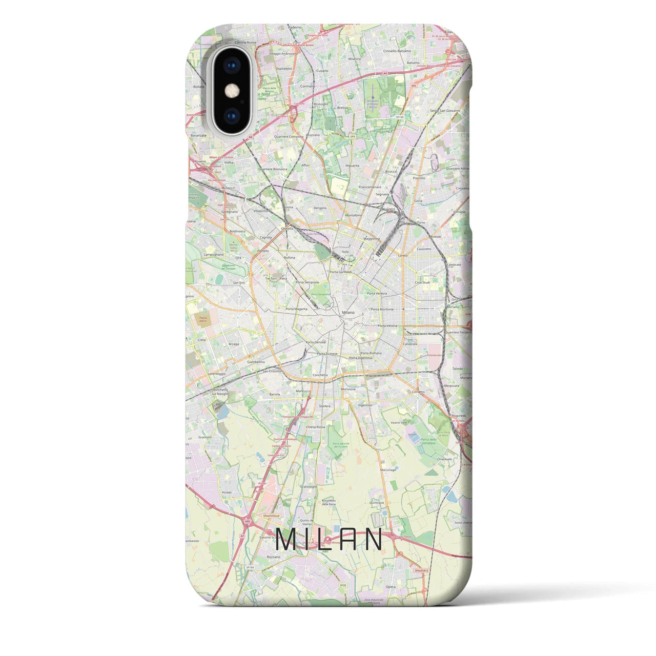 【ミラノ】地図柄iPhoneケース（バックカバータイプ・ナチュラル）iPhone XS Max 用