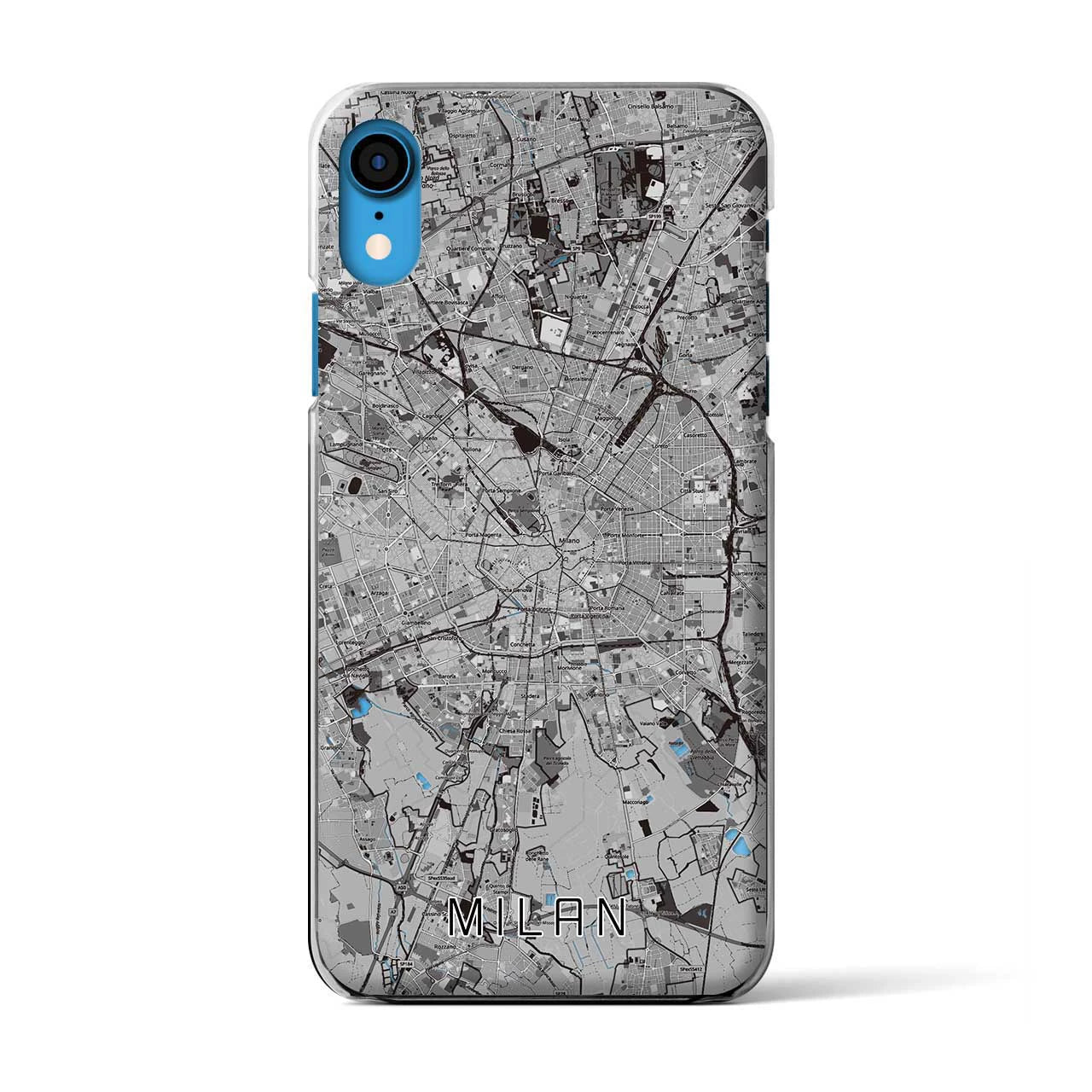 【ミラノ】地図柄iPhoneケース（クリアタイプ・モノトーン）iPhone XR 用