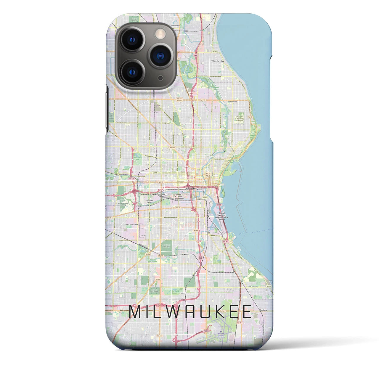 【ミルウォーキー】地図柄iPhoneケース（バックカバータイプ・ナチュラル）iPhone 11 Pro Max 用