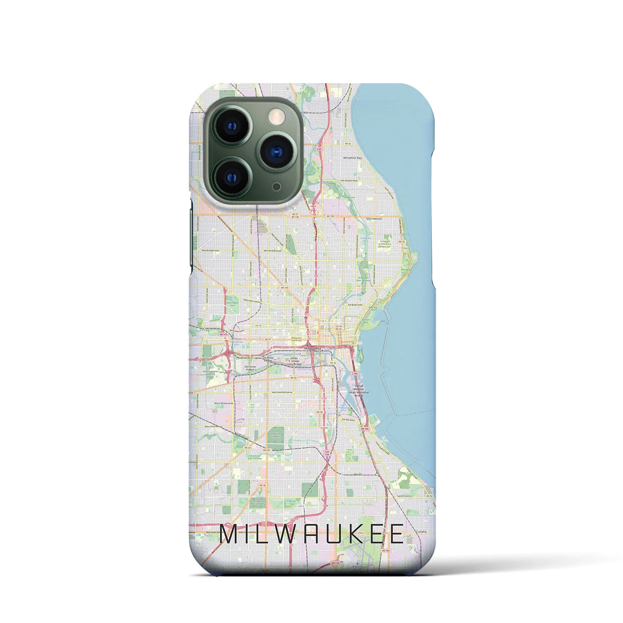 【ミルウォーキー】地図柄iPhoneケース（バックカバータイプ・ナチュラル）iPhone 11 Pro 用