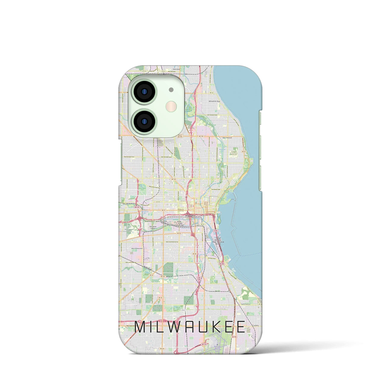 【ミルウォーキー】地図柄iPhoneケース（バックカバータイプ・ナチュラル）iPhone 12 mini 用