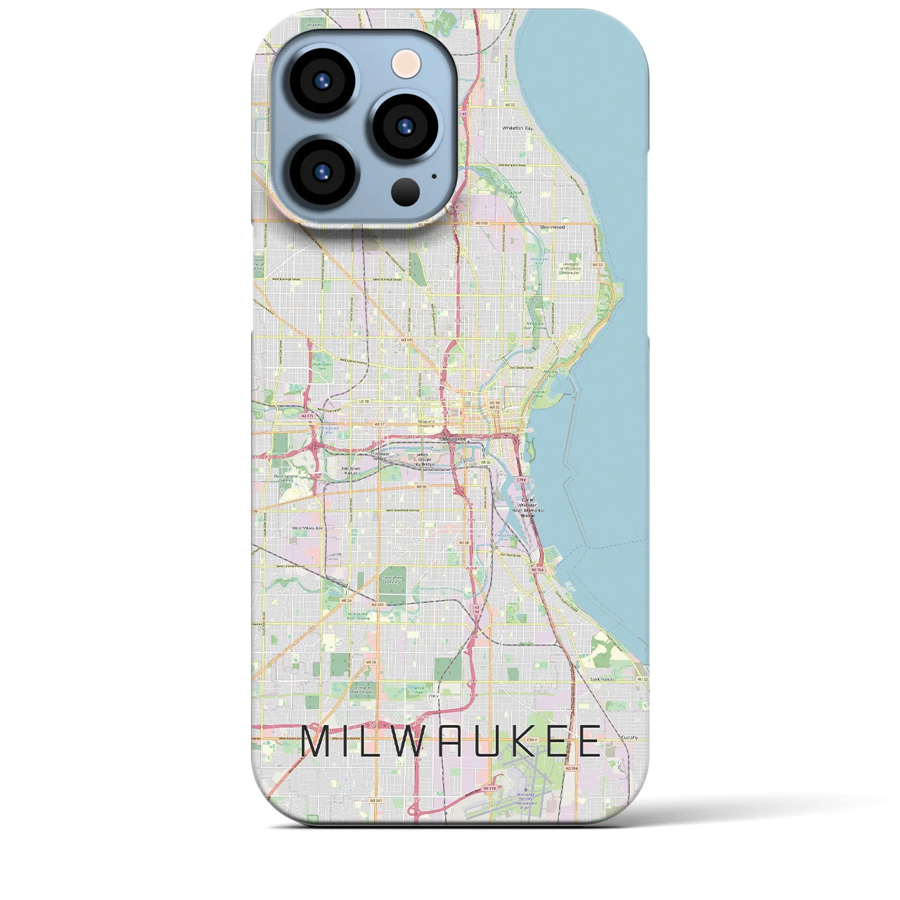 【ミルウォーキー】地図柄iPhoneケース（バックカバータイプ・ナチュラル）iPhone 13 Pro Max 用