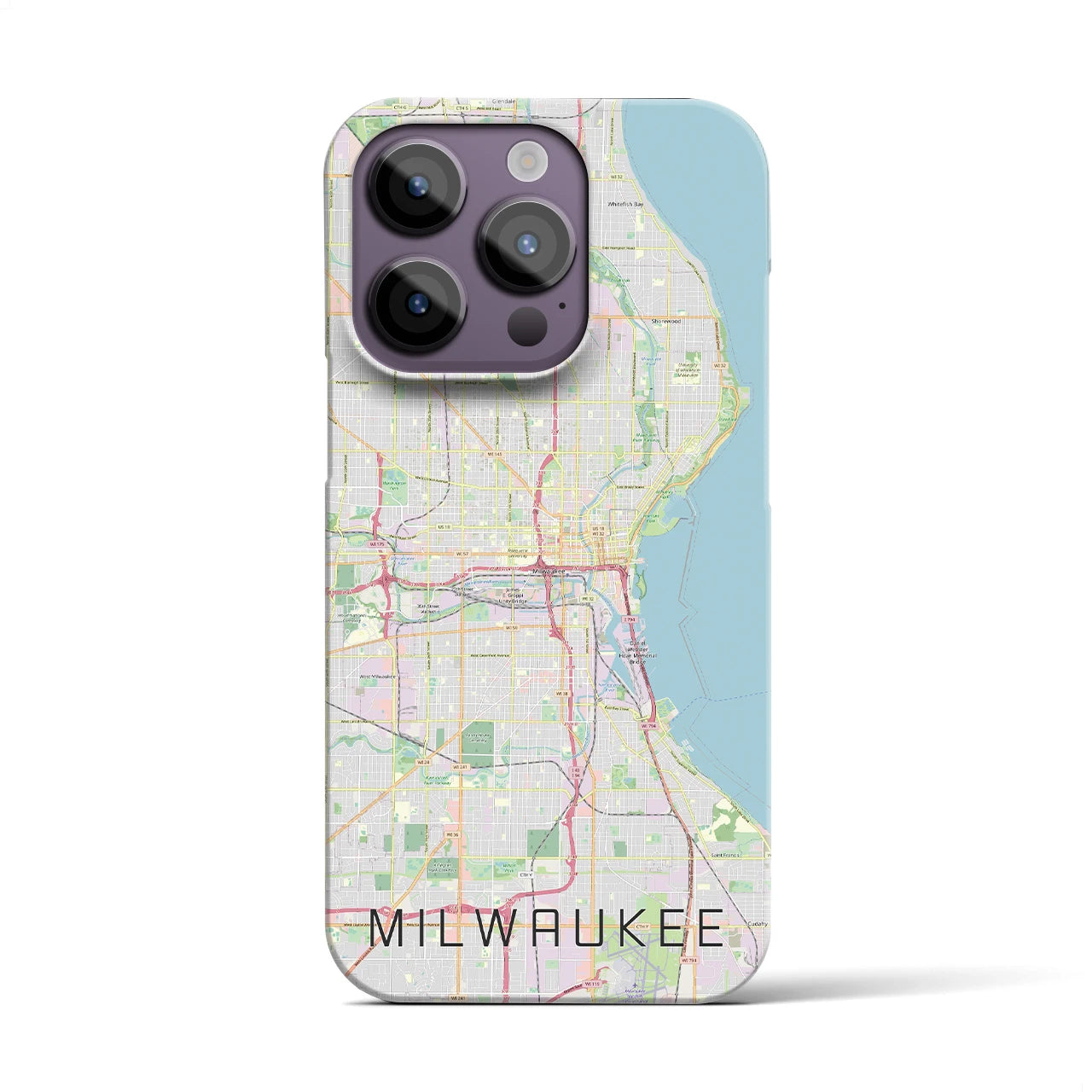 【ミルウォーキー】地図柄iPhoneケース（バックカバータイプ・ナチュラル）iPhone 14 Pro 用