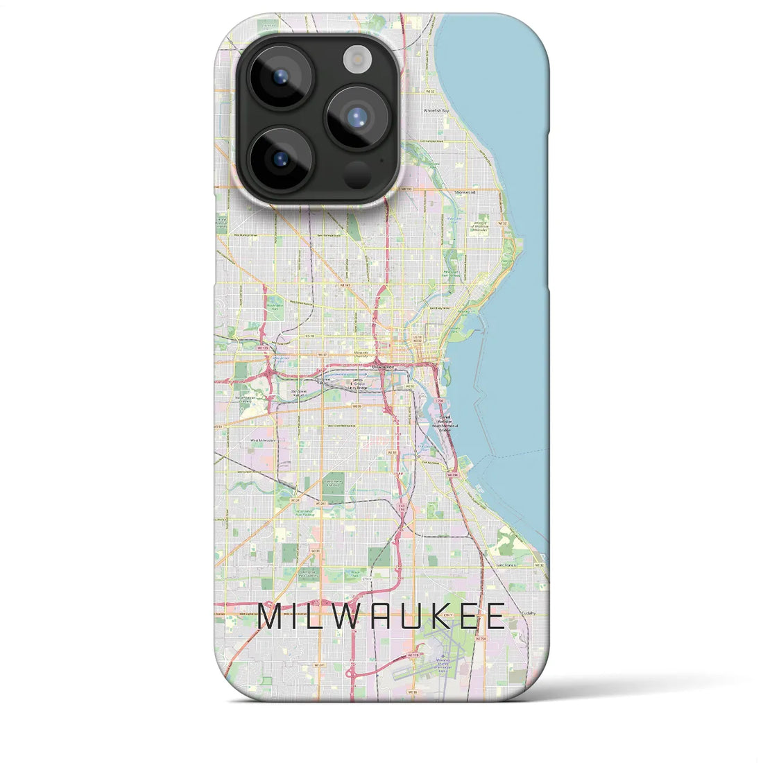 【ミルウォーキー】地図柄iPhoneケース（バックカバータイプ・ナチュラル）iPhone 15 Pro Max 用