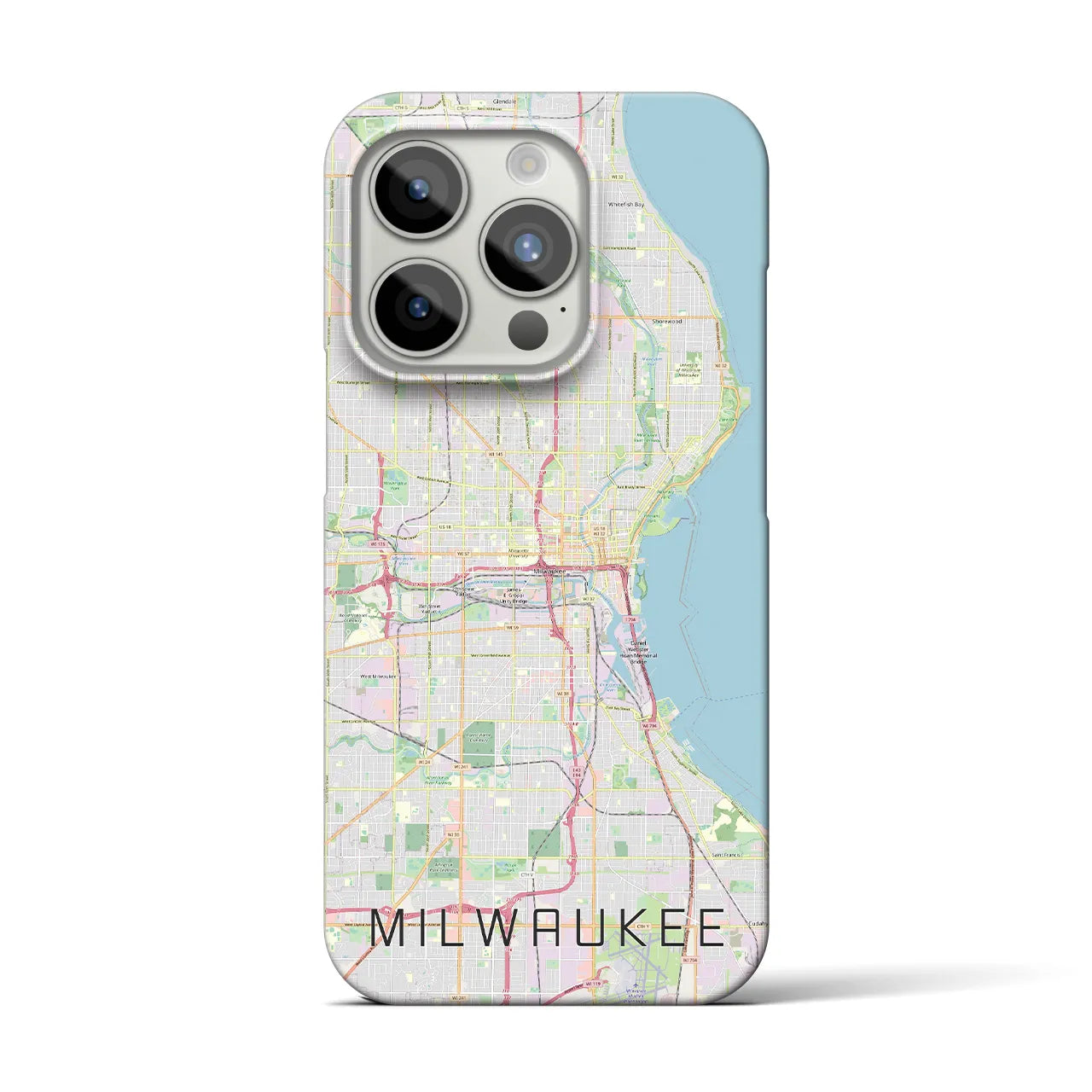 【ミルウォーキー】地図柄iPhoneケース（バックカバータイプ・ナチュラル）iPhone 15 Pro 用
