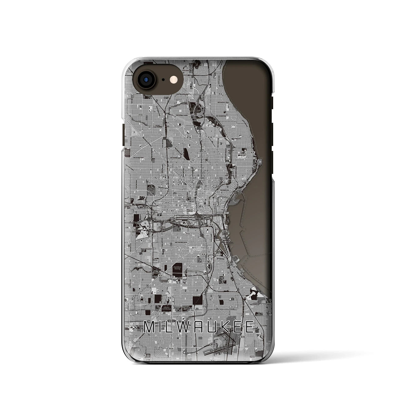 【ミルウォーキー】地図柄iPhoneケース（クリアタイプ・モノトーン）iPhone SE（第3 / 第2世代） / 8 / 7 / 6s / 6 用