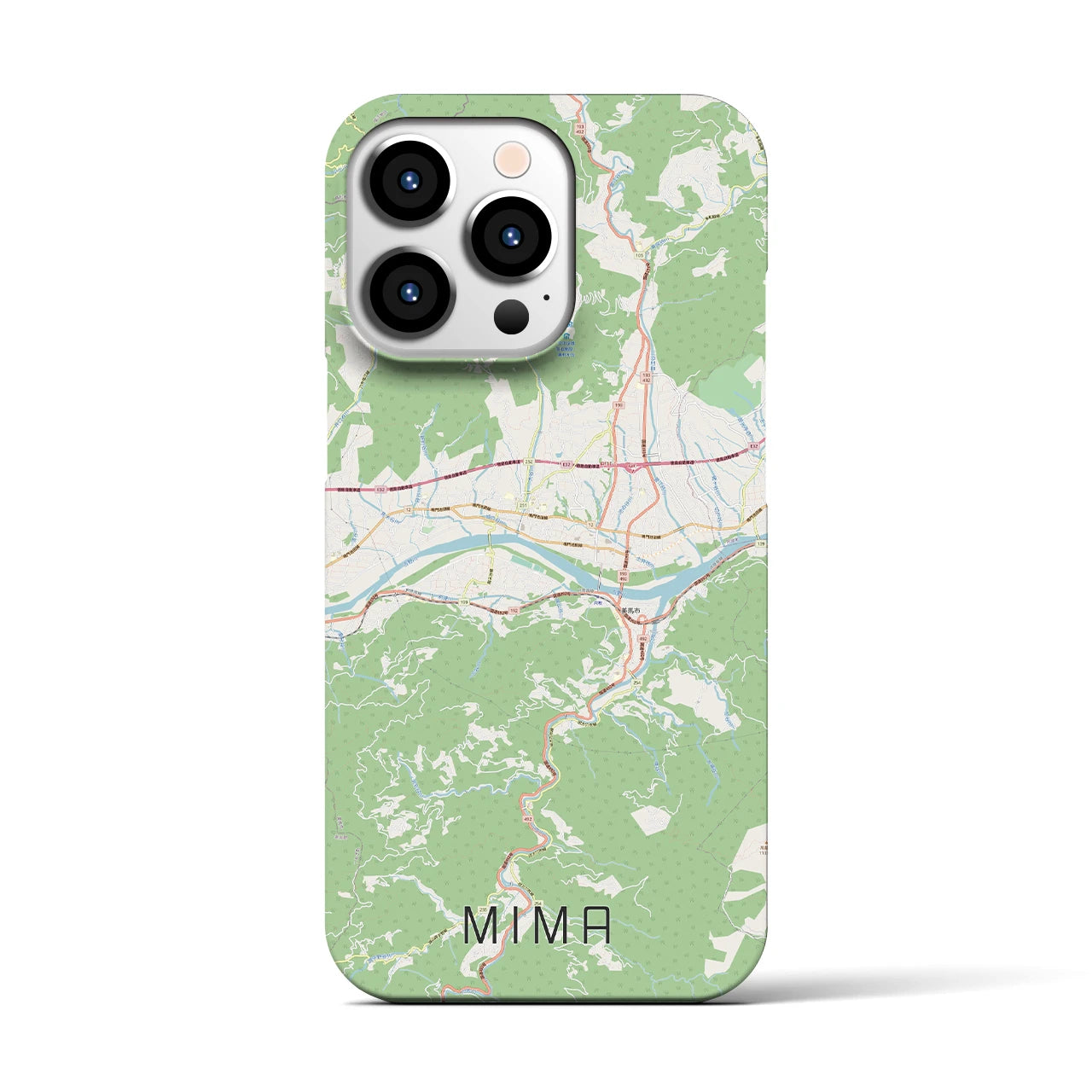 【美馬】地図柄iPhoneケース（バックカバータイプ・ナチュラル）iPhone 13 Pro 用
