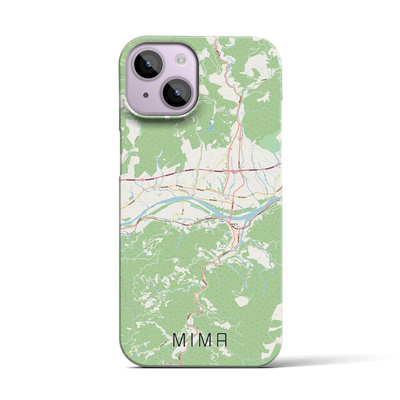 【美馬】地図柄iPhoneケース（バックカバータイプ・ナチュラル）iPhone 14 用