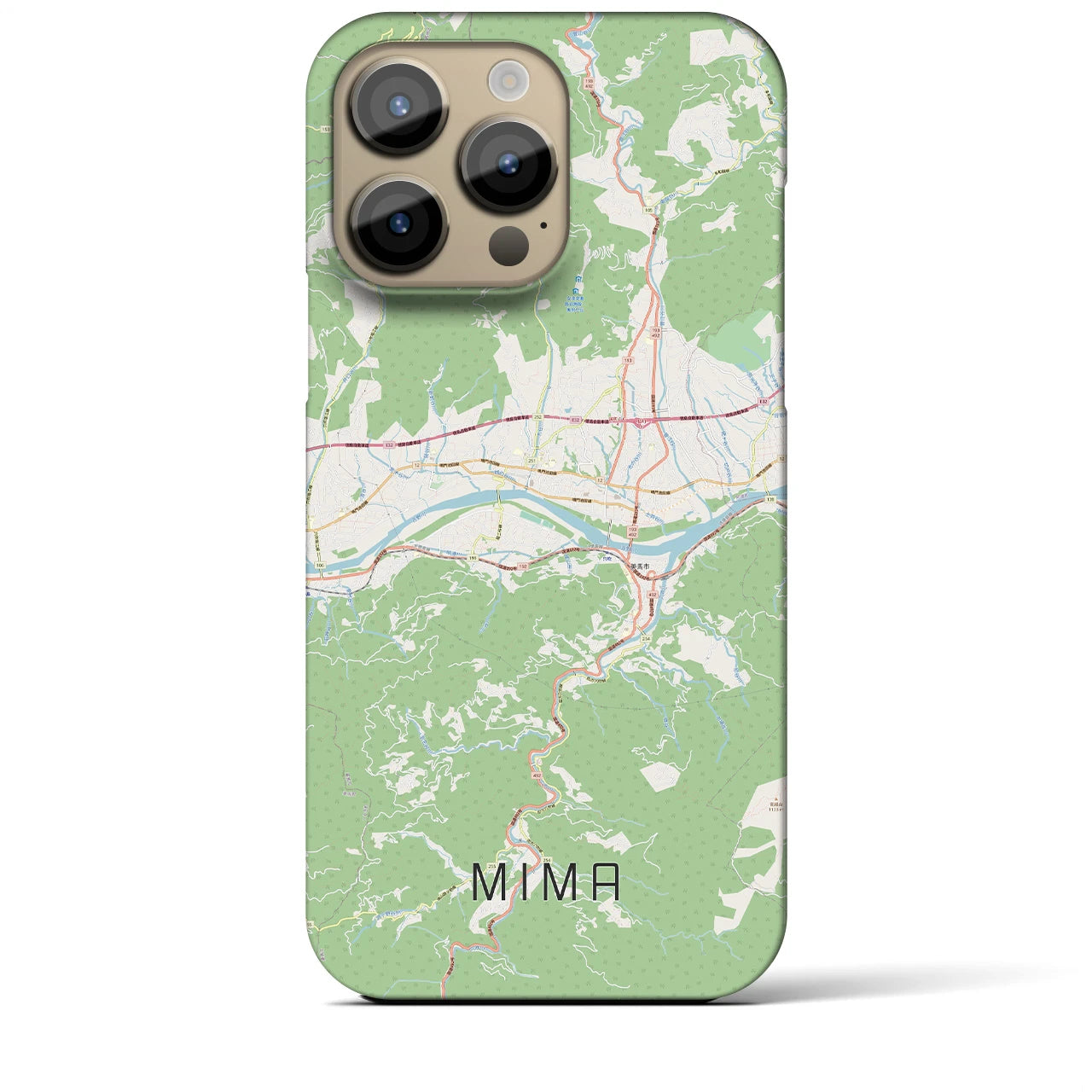 【美馬】地図柄iPhoneケース（バックカバータイプ・ナチュラル）iPhone 14 Pro Max 用