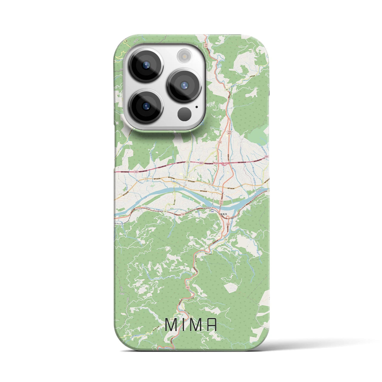 【美馬】地図柄iPhoneケース（バックカバータイプ・ナチュラル）iPhone 14 Pro 用