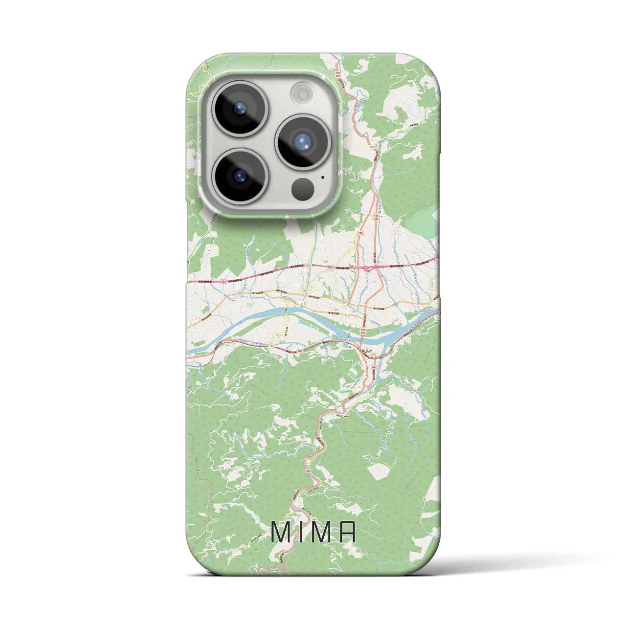 【美馬】地図柄iPhoneケース（バックカバータイプ・ナチュラル）iPhone 15 Pro 用
