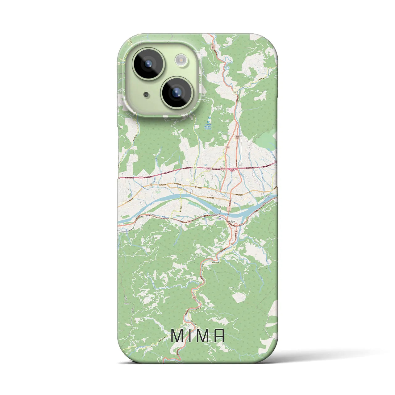 【美馬】地図柄iPhoneケース（バックカバータイプ・ナチュラル）iPhone 15 用