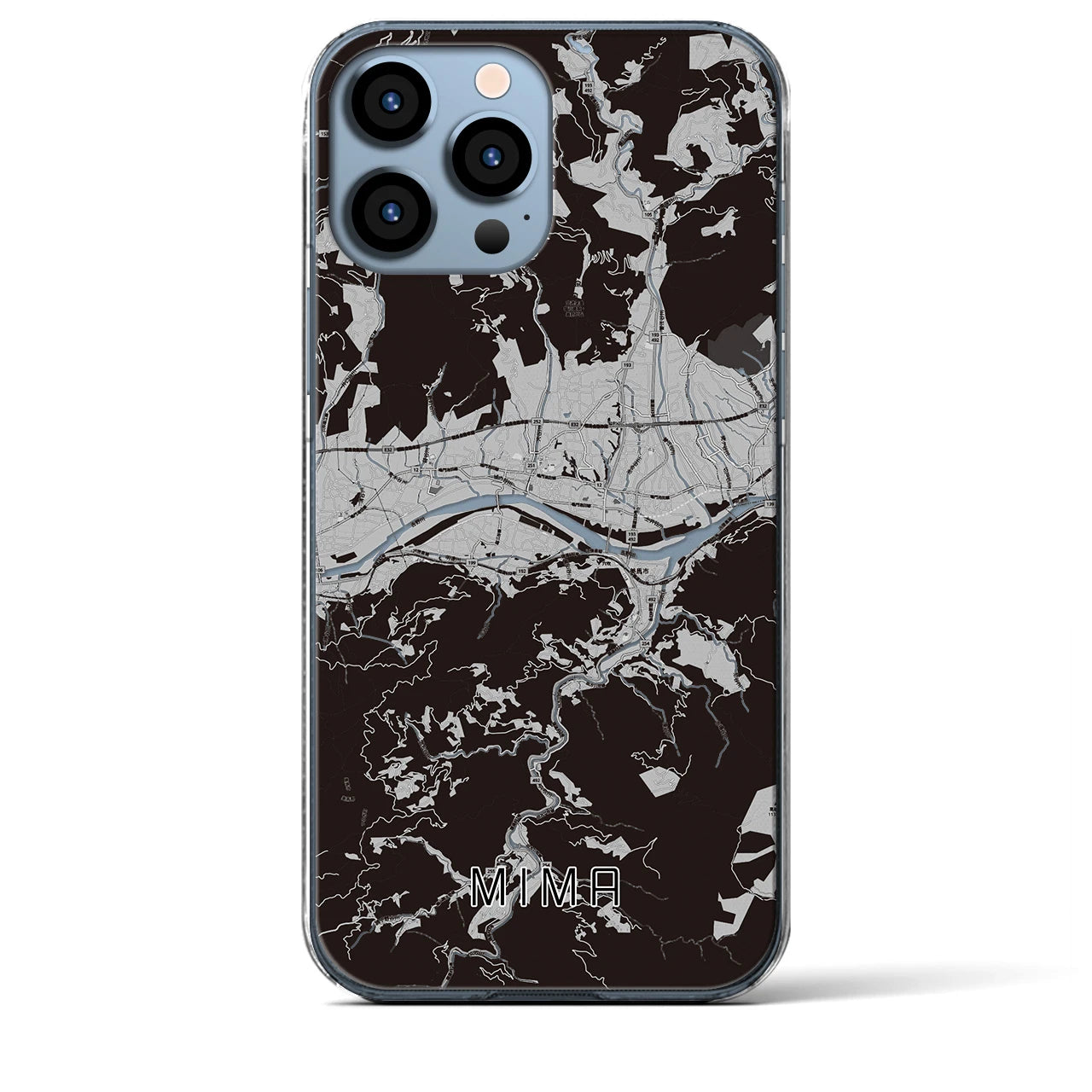 【美馬】地図柄iPhoneケース（クリアタイプ・モノトーン）iPhone 13 Pro Max 用