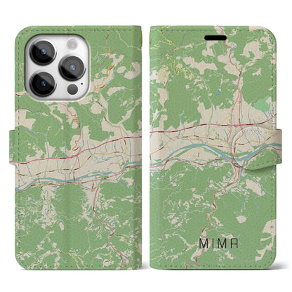 【美馬（徳島県）】地図柄iPhoneケース（手帳タイプ）ナチュラル・iPhone 14 Pro 用