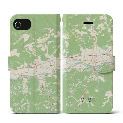 【美馬（徳島県）】地図柄iPhoneケース（手帳タイプ）ナチュラル・iPhone SE（第3 / 第2世代） / 8 / 7 / 6s / 6 用