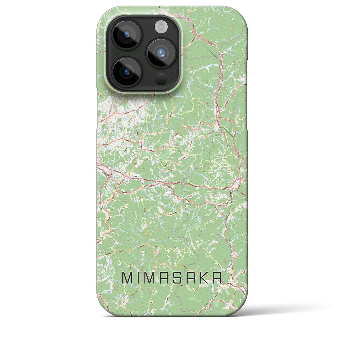【美作】地図柄iPhoneケース（バックカバータイプ・ナチュラル）iPhone 15 Pro Max 用