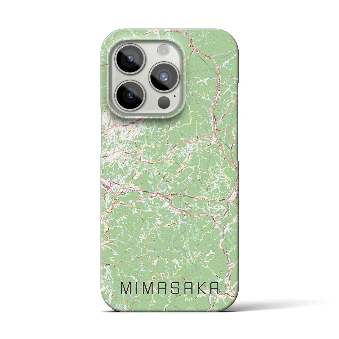 【美作】地図柄iPhoneケース（バックカバータイプ・ナチュラル）iPhone 15 Pro 用