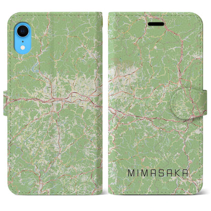 【美作（岡山県）】地図柄iPhoneケース（手帳タイプ）ナチュラル・iPhone XR 用