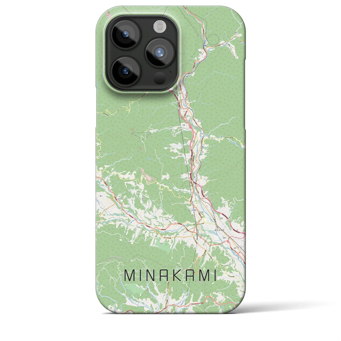 【みなかみ】地図柄iPhoneケース（バックカバータイプ・ナチュラル）iPhone 15 Pro Max 用