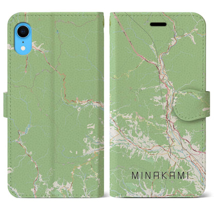 【みなかみ（群馬県）】地図柄iPhoneケース（手帳タイプ）ナチュラル・iPhone XR 用