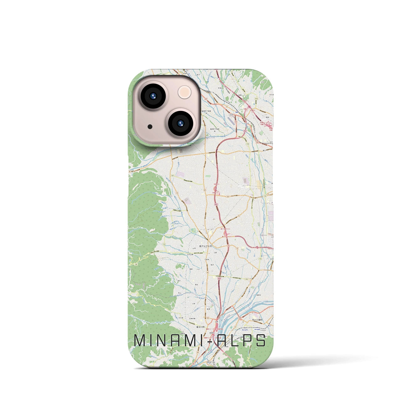 【南アルプス】地図柄iPhoneケース（バックカバータイプ・ナチュラル）iPhone 13 mini 用