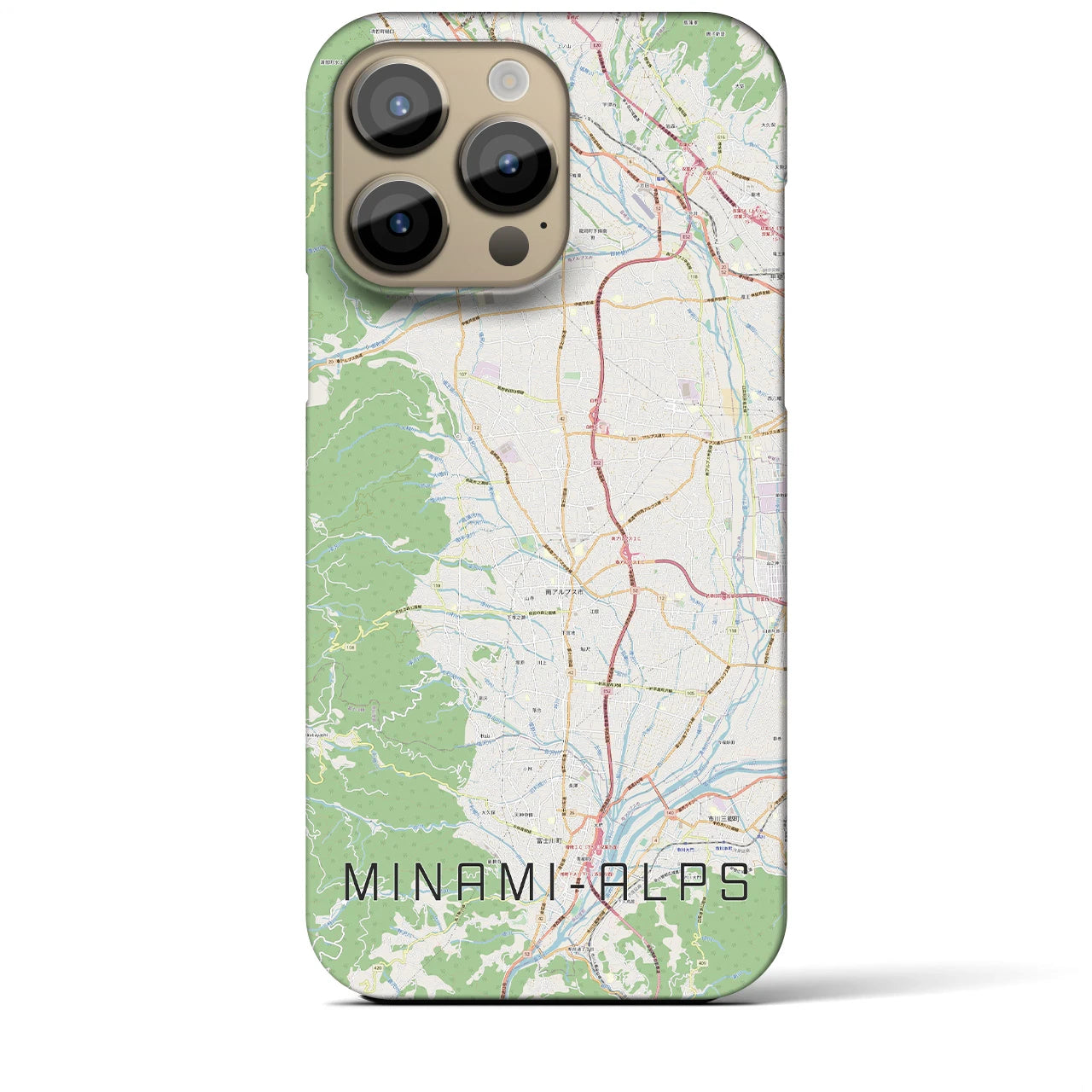 【南アルプス】地図柄iPhoneケース（バックカバータイプ・ナチュラル）iPhone 14 Pro Max 用