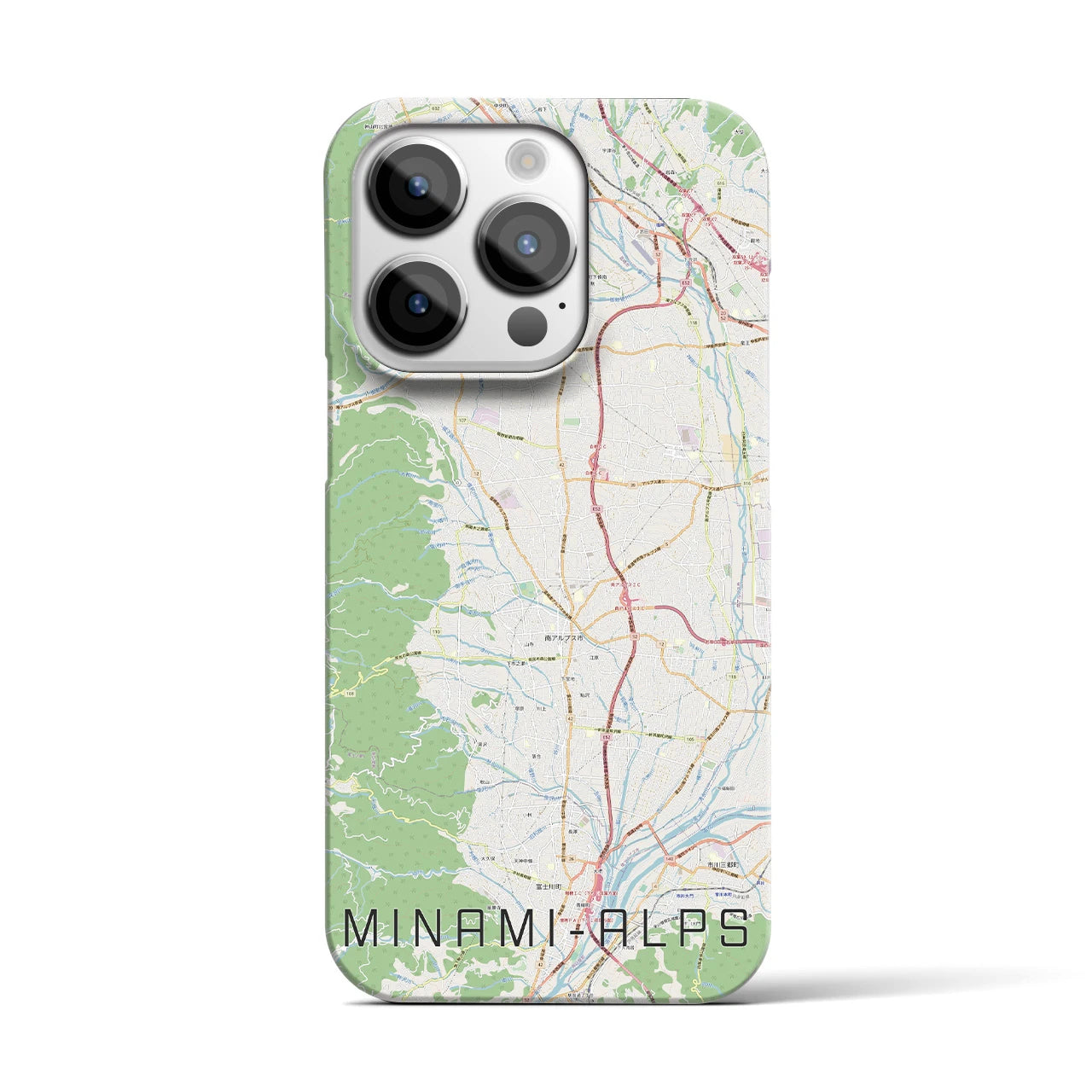 【南アルプス】地図柄iPhoneケース（バックカバータイプ・ナチュラル）iPhone 14 Pro 用