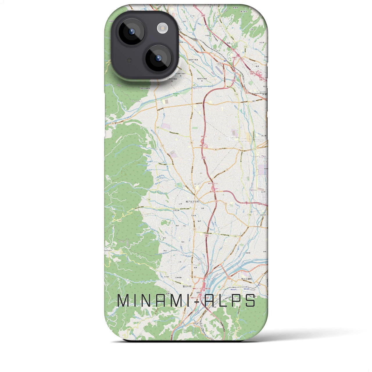 【南アルプス】地図柄iPhoneケース（バックカバータイプ・ナチュラル）iPhone 14 Plus 用