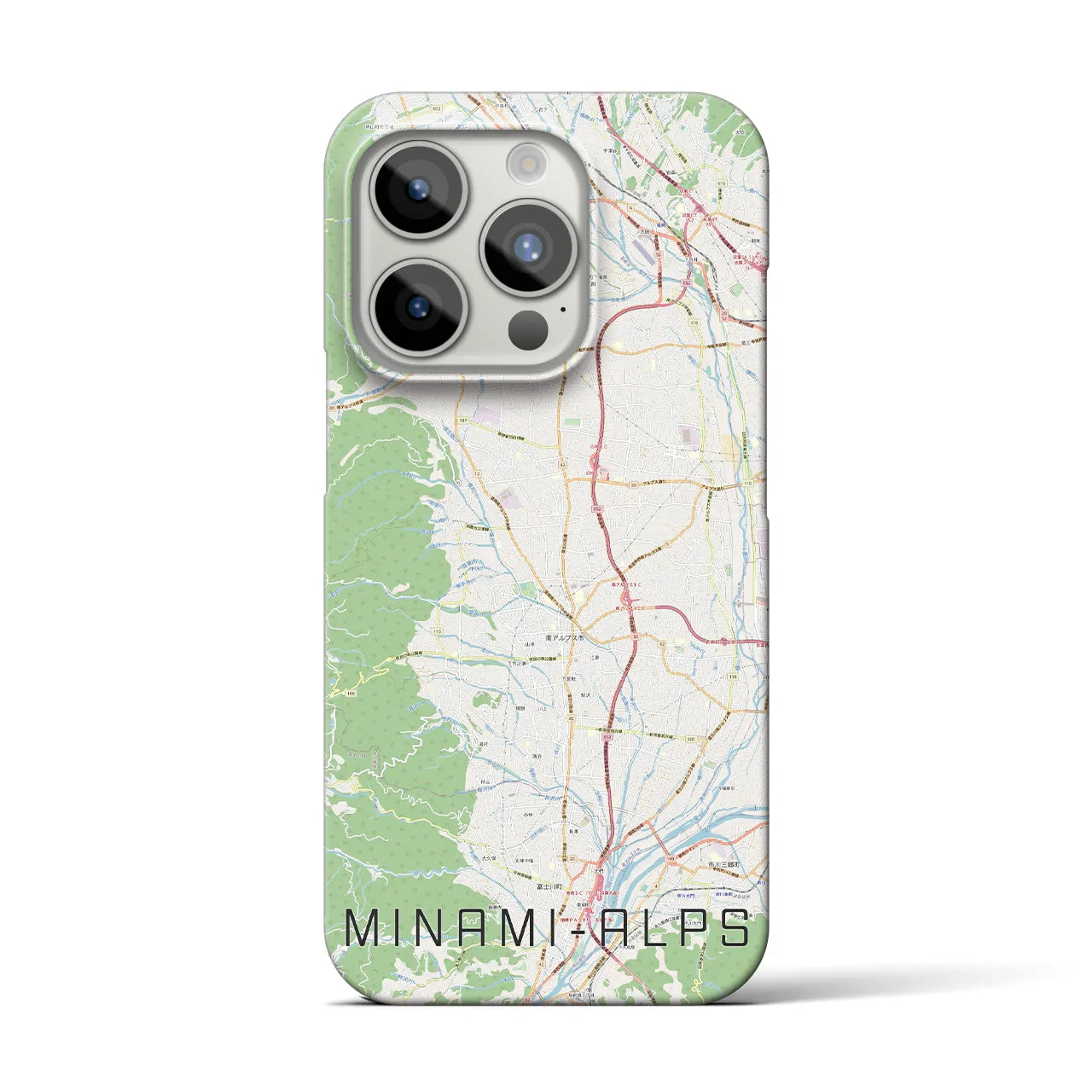 【南アルプス】地図柄iPhoneケース（バックカバータイプ・ナチュラル）iPhone 15 Pro 用