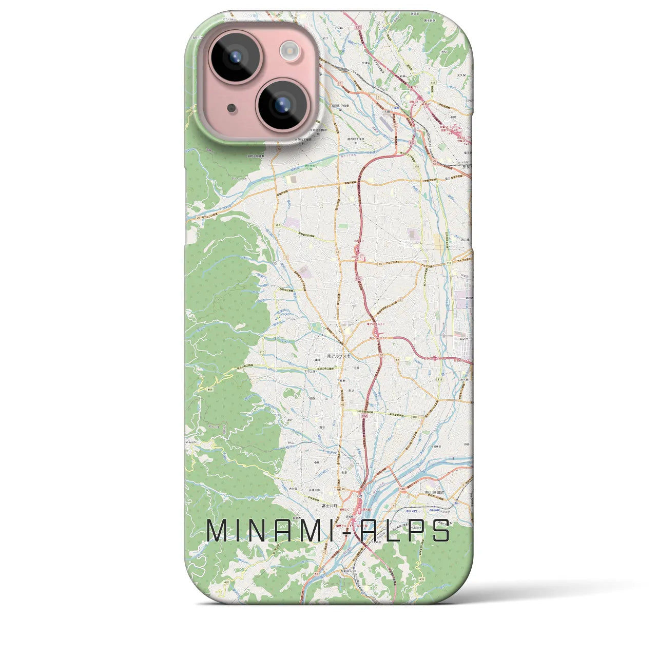 【南アルプス】地図柄iPhoneケース（バックカバータイプ・ナチュラル）iPhone 15 Plus 用