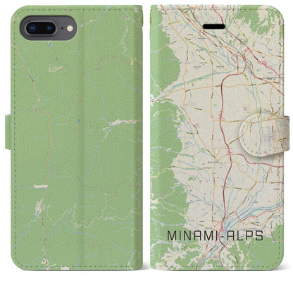 【南アルプス（山梨県）】地図柄iPhoneケース（手帳タイプ）ナチュラル・iPhone 8Plus /7Plus / 6sPlus / 6Plus 用