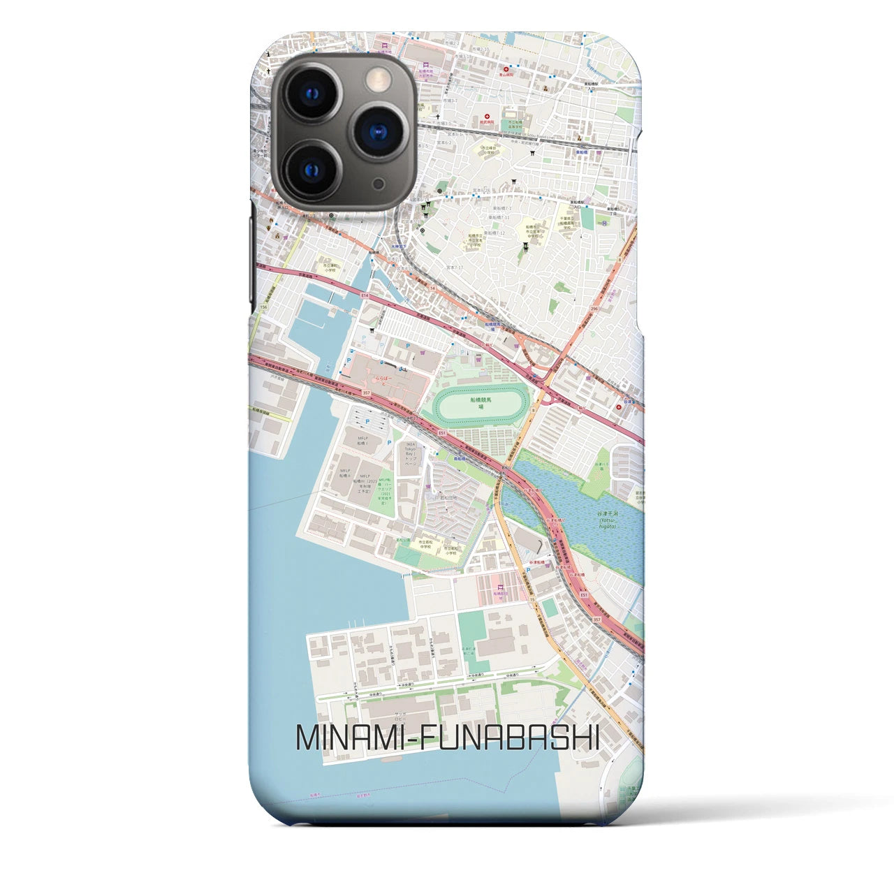 【南船橋】地図柄iPhoneケース（バックカバータイプ・ナチュラル）iPhone 11 Pro Max 用