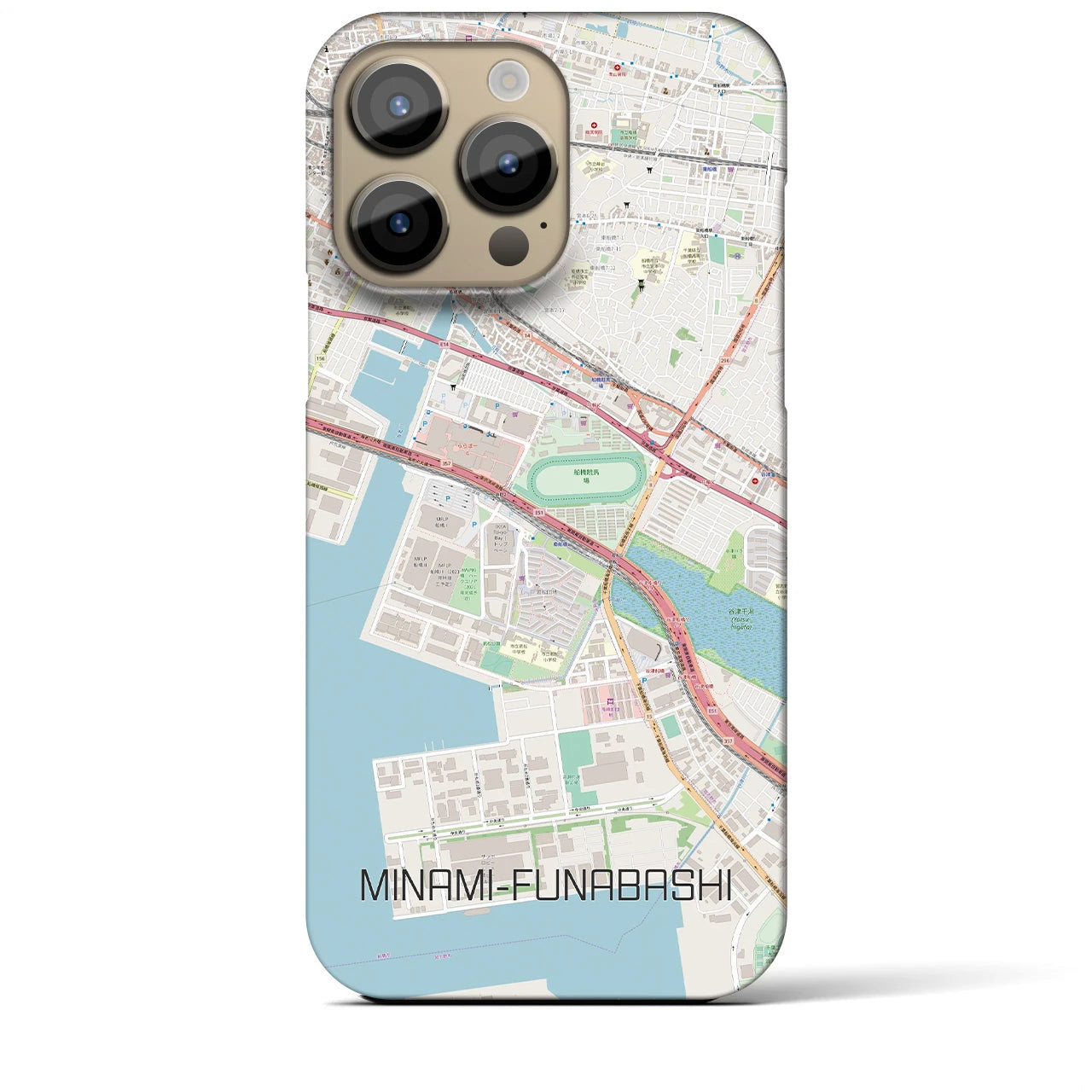 【南船橋】地図柄iPhoneケース（バックカバータイプ・ナチュラル）iPhone 14 Pro Max 用