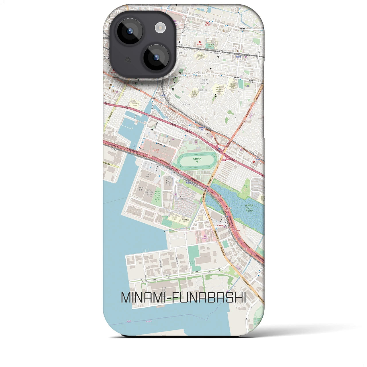 【南船橋】地図柄iPhoneケース（バックカバータイプ・ナチュラル）iPhone 14 Plus 用