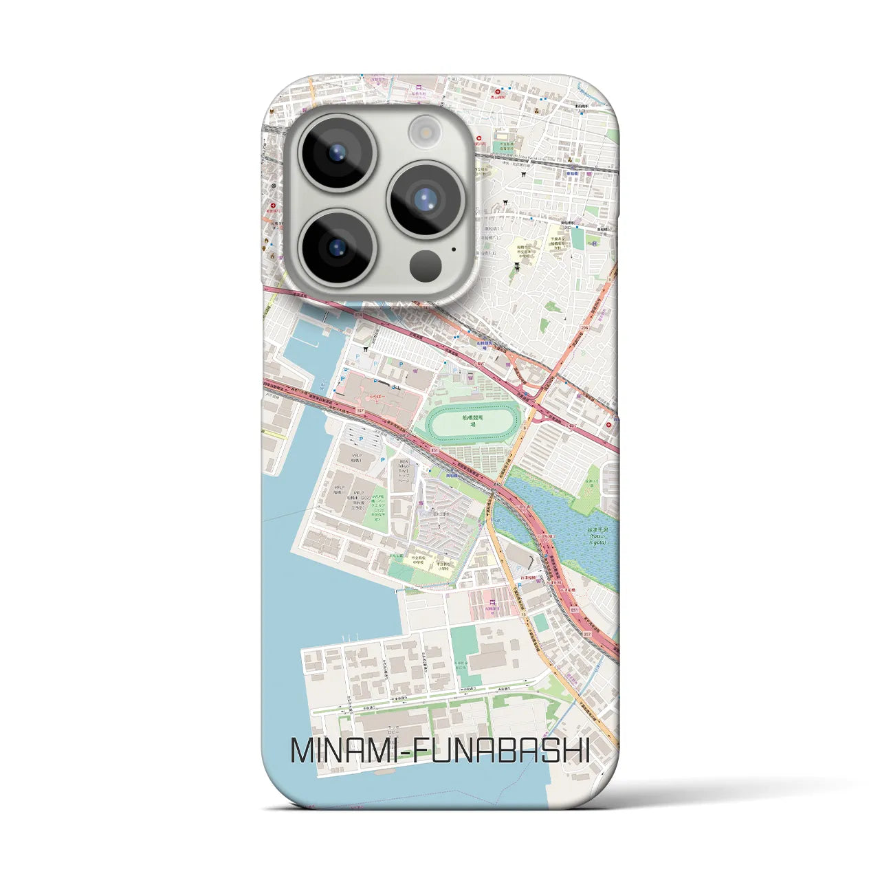 【南船橋】地図柄iPhoneケース（バックカバータイプ・ナチュラル）iPhone 15 Pro 用