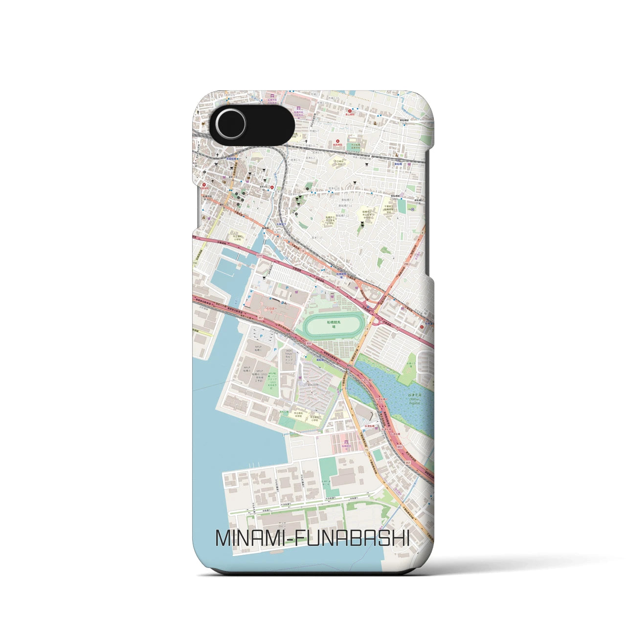 【南船橋】地図柄iPhoneケース（バックカバータイプ・ナチュラル）iPhone SE（第3 / 第2世代） / 8 / 7 / 6s / 6 用