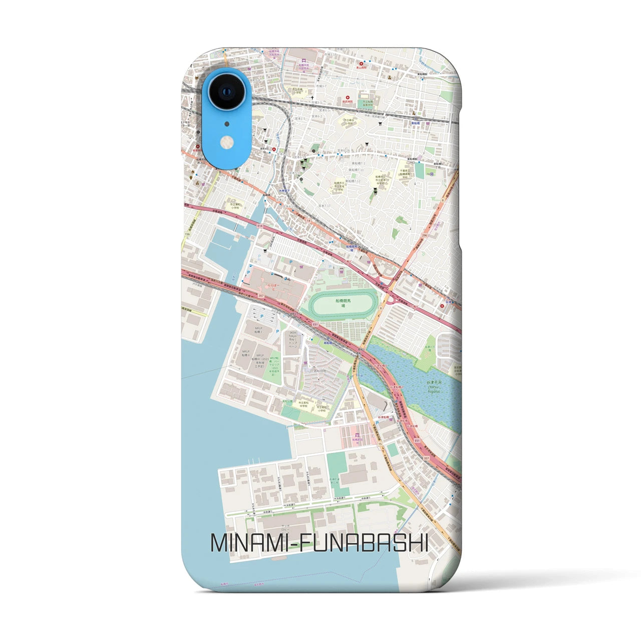 【南船橋】地図柄iPhoneケース（バックカバータイプ・ナチュラル）iPhone XR 用