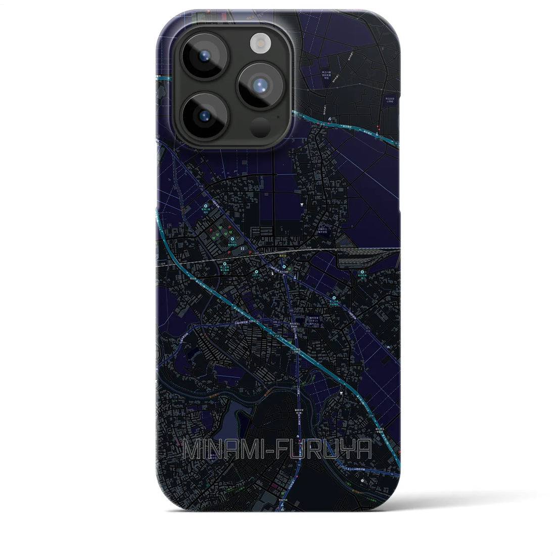 【南古谷】地図柄iPhoneケース（バックカバータイプ・ブラック）iPhone 15 Pro Max 用