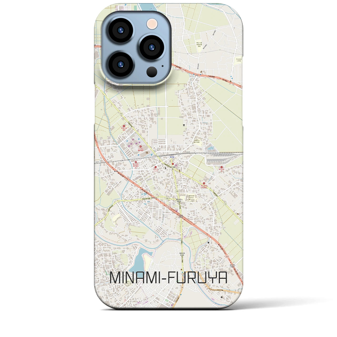 【南古谷】地図柄iPhoneケース（バックカバータイプ・ナチュラル）iPhone 13 Pro Max 用