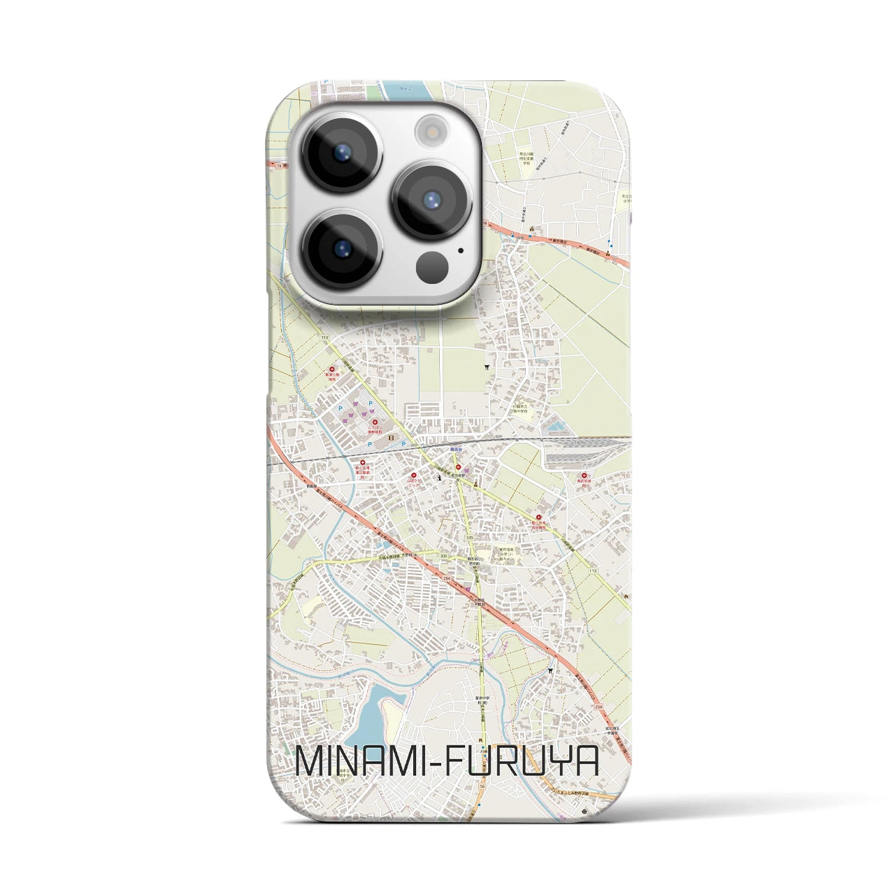 【南古谷】地図柄iPhoneケース（バックカバータイプ・ナチュラル）iPhone 14 Pro 用