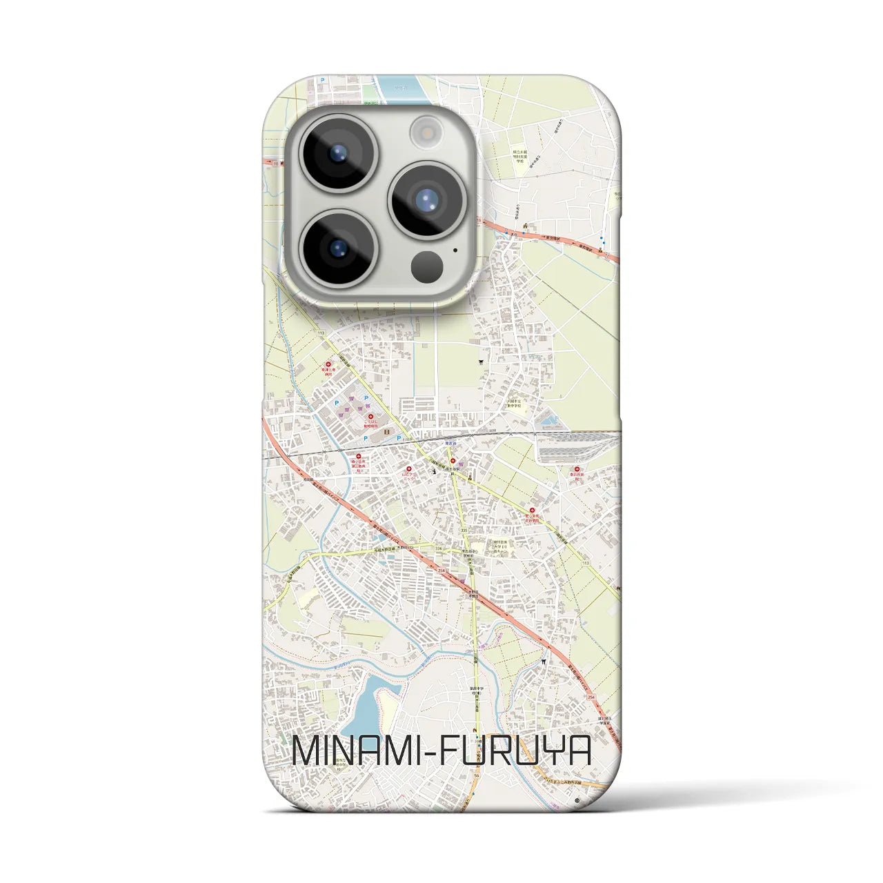 【南古谷】地図柄iPhoneケース（バックカバータイプ・ナチュラル）iPhone 15 Pro 用