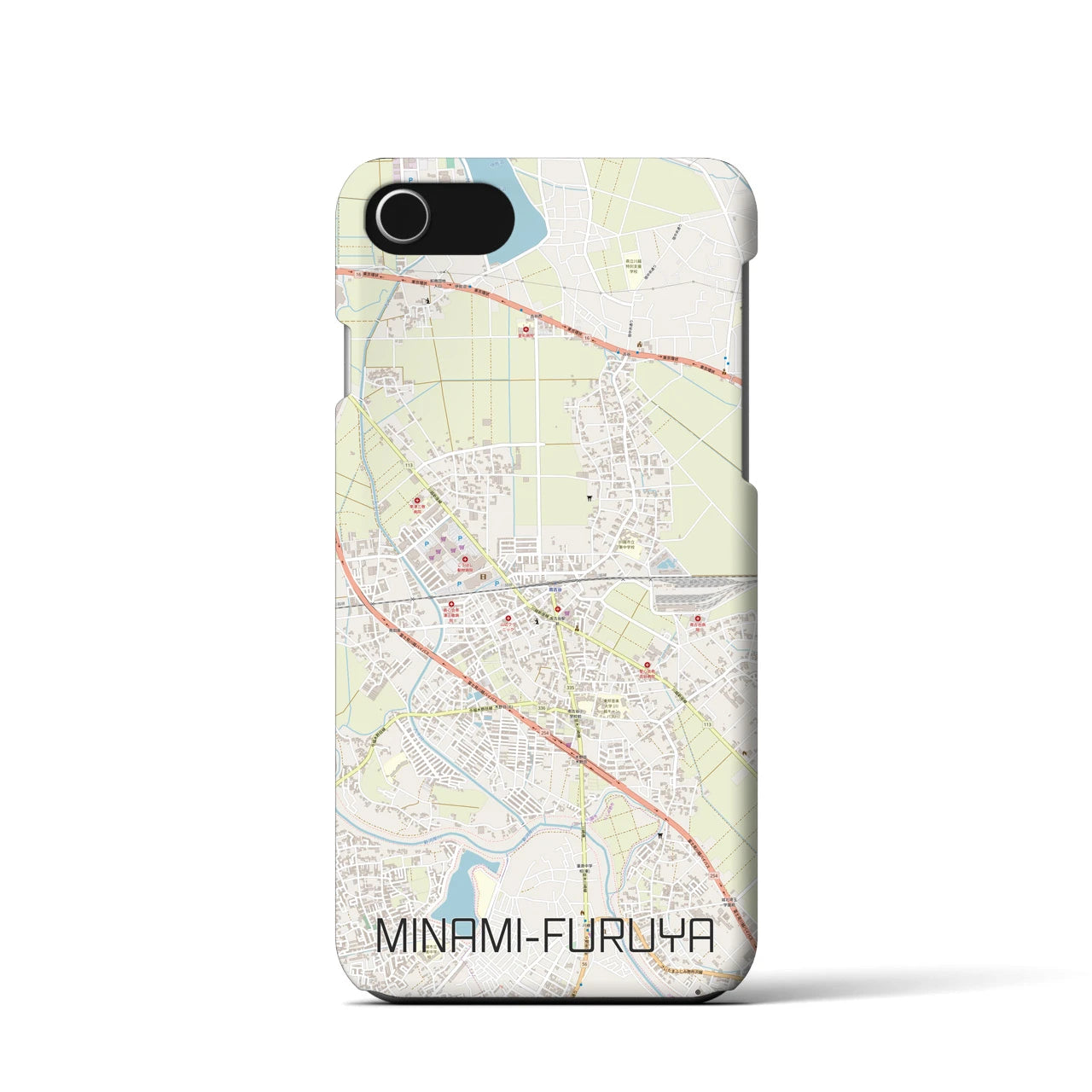 【南古谷】地図柄iPhoneケース（バックカバータイプ・ナチュラル）iPhone SE（第3 / 第2世代） / 8 / 7 / 6s / 6 用